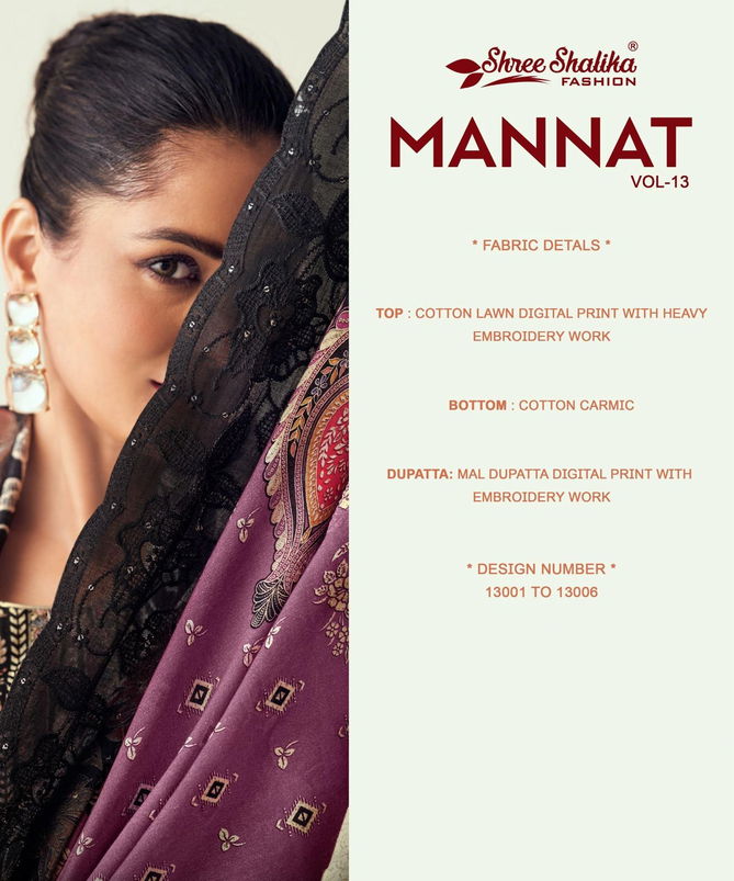 Mannat Vol 13 By Shree Shalika Printed Lawn Cotton Dress Material Orders In India